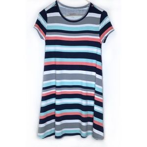 ARIZONA Striped A-Line T-Shirt Dress Small